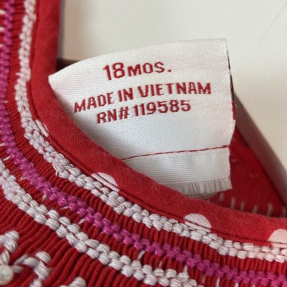 Mom & Me Dress Girls 18 Mos Red Polka Dot Smocked Flowers Short Puff Sleeve - Picture 4 of 5